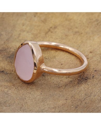 Pink Chalcedony Ring 925 Sterling Silver Ring Rose Gold-Plated Ring