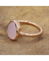 Pink Chalcedony Ring 925 Sterling Silver Ring Rose Gold-Plated Ring