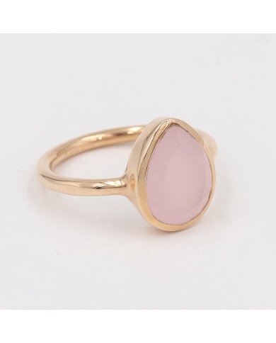 Pink Chalcedony Ring 925 Sterling Silver Ring Rose Gold-Plated Ring