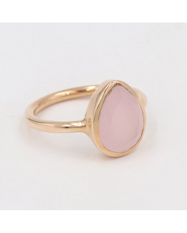 Pink Chalcedony Ring 925 Sterling Silver Ring Rose Gold-Plated Ring