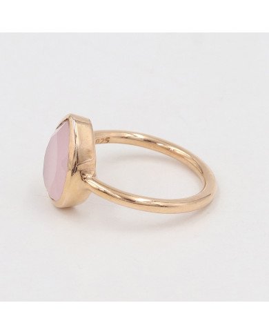 Pink Chalcedony Ring 925 Sterling Silver Ring Rose Gold-Plated Ring