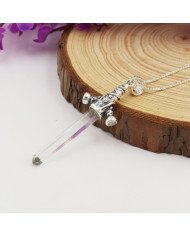 925 Sterling Silver Lemurian Quartz Crystal Pendant Necklace Handmade Jewelry