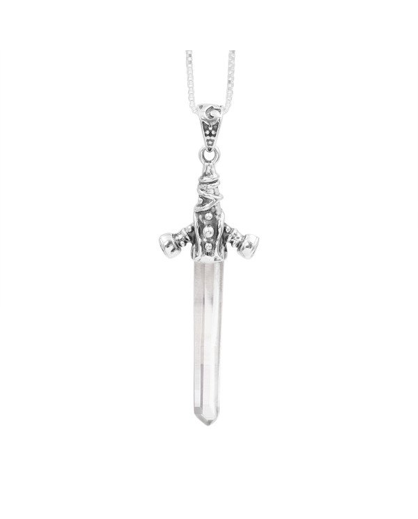 925 Sterling Silver Lemurian Quartz Crystal Pendant Necklace Handmade Jewelry