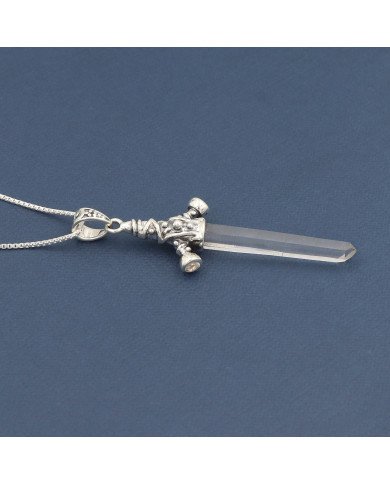 925 Sterling Silver Lemurian Quartz Crystal Pendant Necklace Handmade Jewelry