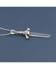 925 Sterling Silver Lemurian Quartz Crystal Pendant Necklace Handmade Jewelry