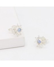 925 Sterling Silver Moonstone Sunburst Stud Earrings