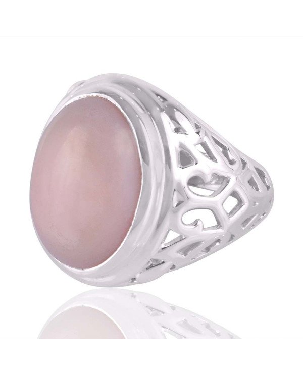 Pink Opal Gemstone Statement Sterling Promise Silver Ring