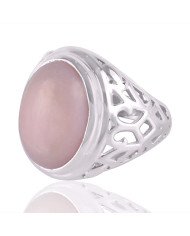 Pink Opal Gemstone Statement Sterling Promise Silver Ring