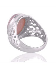 Pink Opal Gemstone Statement Sterling Promise Silver Ring
