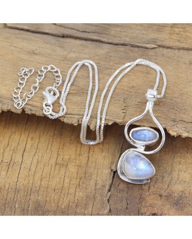 925 Sterling Silver Moonstone Pendant Necklace Handmade Jewelry