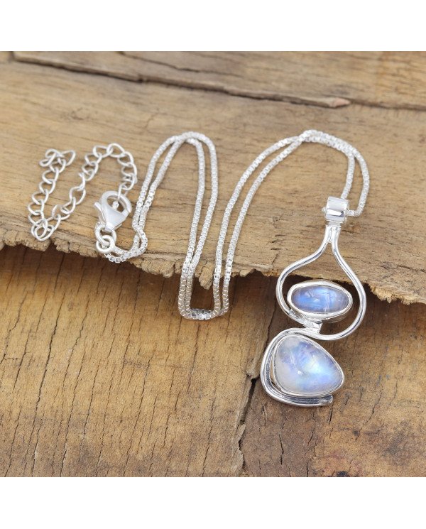 925 Sterling Silver Moonstone Pendant Necklace Handmade Jewelry