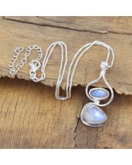 925 Sterling Silver Moonstone Pendant Necklace Handmade Jewelry