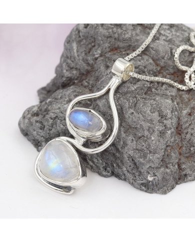 925 Sterling Silver Moonstone Pendant Necklace Handmade Jewelry