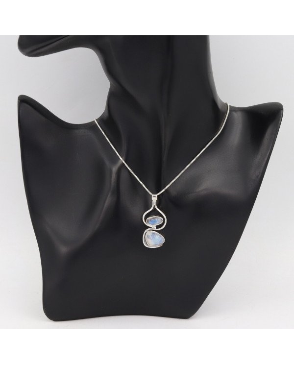 925 Sterling Silver Moonstone Pendant Necklace Handmade Jewelry