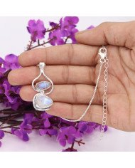925 Sterling Silver Moonstone Pendant Necklace Handmade Jewelry