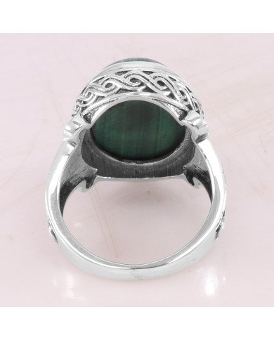 Malachite gem ring 925 sterling silver ring handcrafted silver ring.