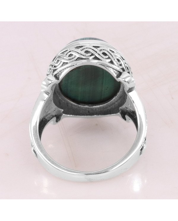 Malachite gem ring 925 sterling silver ring handcrafted silver ring.