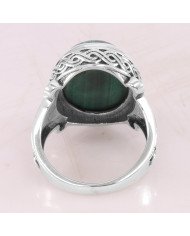 Malachite gem ring 925 sterling silver ring handcrafted silver ring.