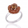 Lotus Ring Sterling Silver and Rose Gold with Pearl Designer Ring