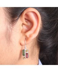 Tourmaline and Citrine Earrings | 925 Sterling Silver Handmade Jewelry