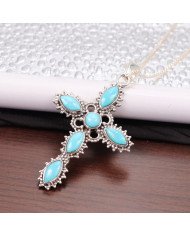Arizona Turquoise Cross Pendant | 925 Sterling Silver Gemstone Jewelry