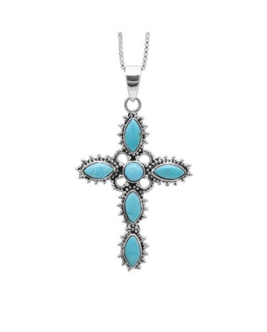 Arizona Turquoise Cross Pendant | 925 Sterling Silver Gemstone Jewelry