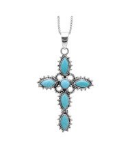 Arizona Turquoise Cross Pendant | 925 Sterling Silver Gemstone Jewelry