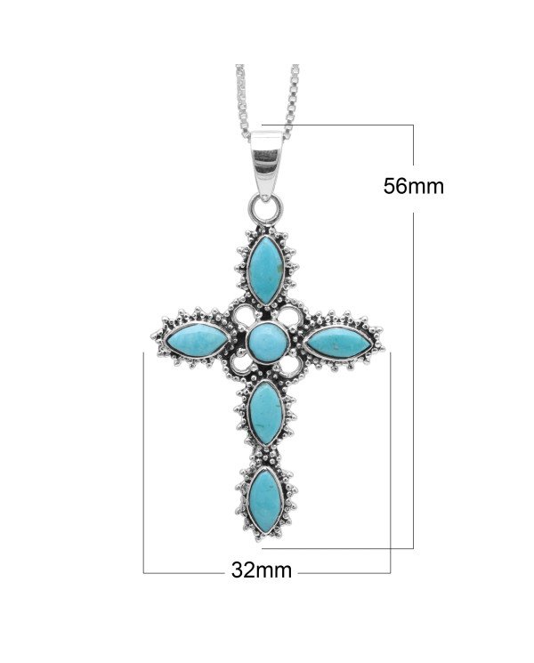 Arizona Turquoise Cross Pendant | 925 Sterling Silver Gemstone Jewelry