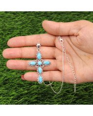 Arizona Turquoise Cross Pendant | 925 Sterling Silver Gemstone Jewelry