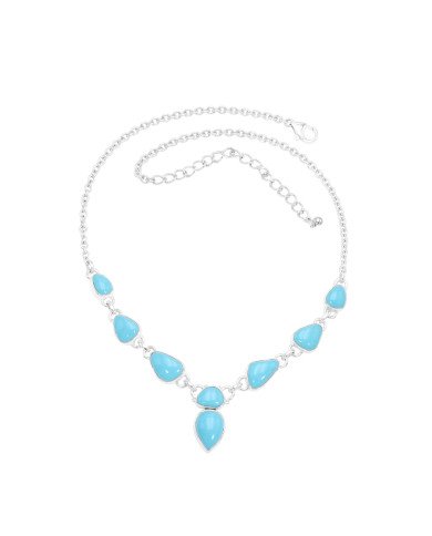Arizona Turquoise Chain Necklace - 925 Sterling Silver Handmade Jewelry