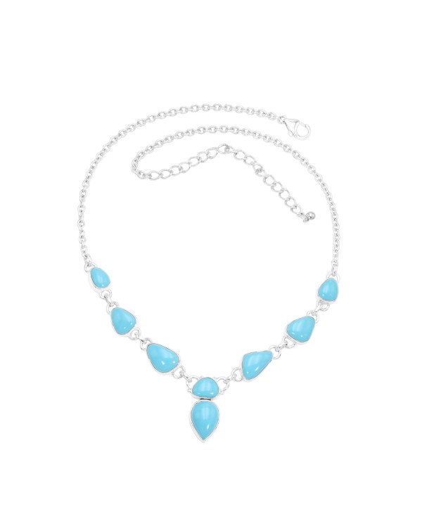 Arizona Turquoise Chain Necklace - 925 Sterling Silver Handmade Jewelry