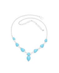 Arizona Turquoise Chain Necklace - 925 Sterling Silver Handmade Jewelry