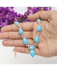 Arizona Turquoise Chain Necklace - 925 Sterling Silver Handmade Jewelry