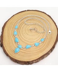 Arizona Turquoise Chain Necklace - 925 Sterling Silver Handmade Jewelry