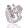 Rainbow Moonstone Gemstone June Birthstone Statement Silver Ring