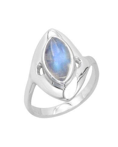 Rainbow Moonstone Ring - 925 Sterling Silver Solitaire Statement Ring