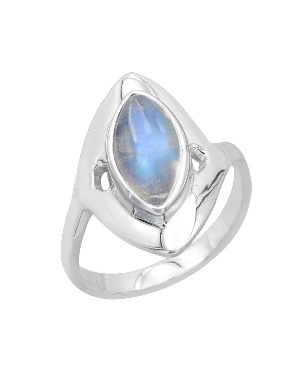 Rainbow Moonstone Ring - 925 Sterling Silver Solitaire Statement Ring