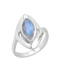 Rainbow Moonstone Ring - 925 Sterling Silver Solitaire Statement Ring
