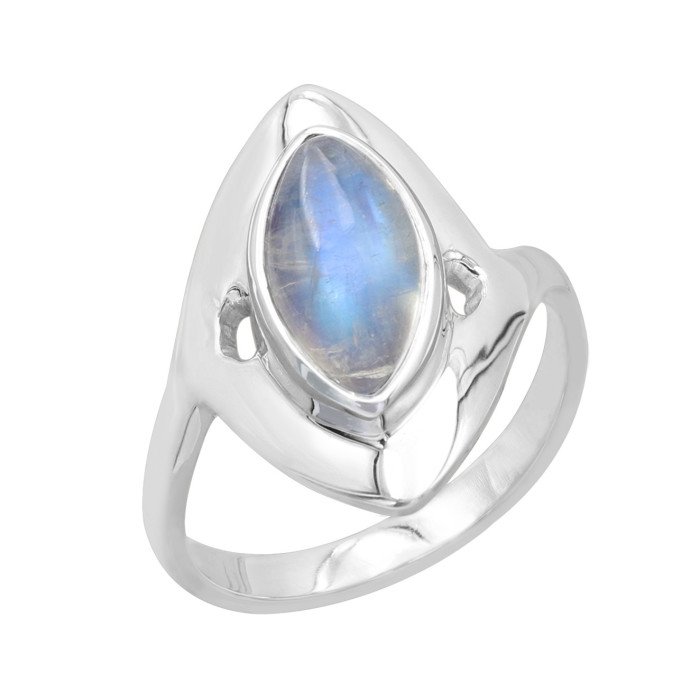 Rainbow Moonstone Ring - 925 Sterling Silver Solitaire Statement Ring