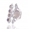 Rainbow Moonstone Gemstone June Birthstone Statement Silver Ring