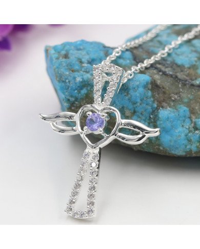Tanzanite & Swarovski Crystal Cross Pendant in 925 Sterling Silver