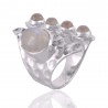 Rainbow Moonstone Gemstone June Birthstone Statement Silver Ring
