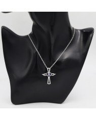 Tanzanite & Swarovski Crystal Cross Pendant in 925 Sterling Silver