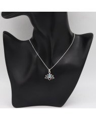 925 Sterling Silver Moonstone Lotus Pendant Necklace Handmade Jewelry