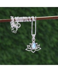 925 Sterling Silver Moonstone Lotus Pendant Necklace Handmade Jewelry