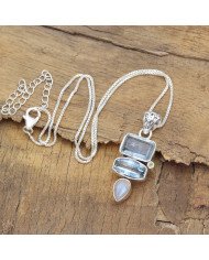 925 Sterling Silver Multi-Gemstone Pendant Necklace for Women