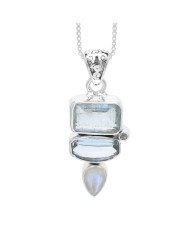 925 Sterling Silver Multi-Gemstone Pendant Necklace for Women