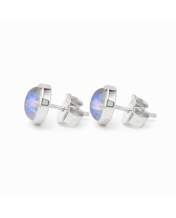 925 Sterling Silver Moonstone Stud Earrings | Handmade Gemstone Jewelry