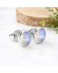 925 Sterling Silver Moonstone Stud Earrings | Handmade Gemstone Jewelry