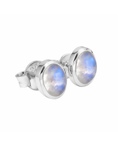 925 Sterling Silver Moonstone Stud Earrings | Handmade Gemstone Jewelry